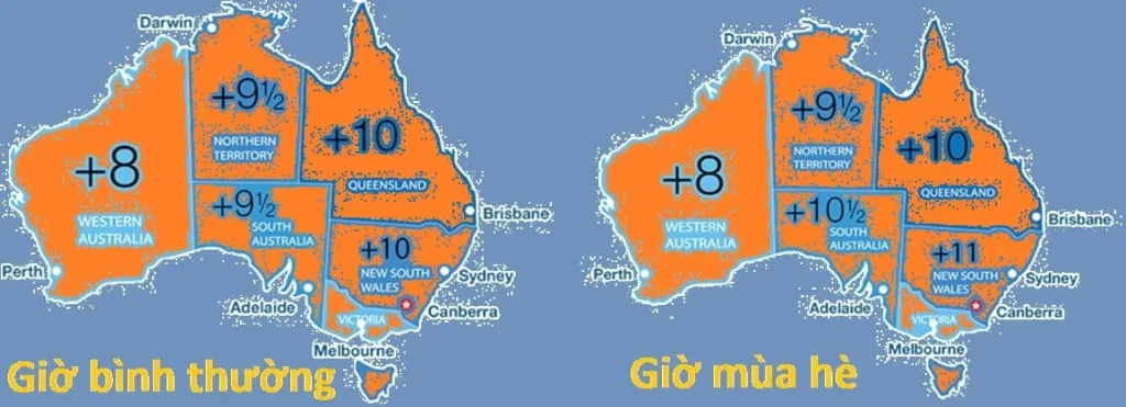 Múi giờ Úc so với Việt Nam