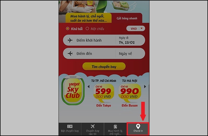 cách check in online Vietjet